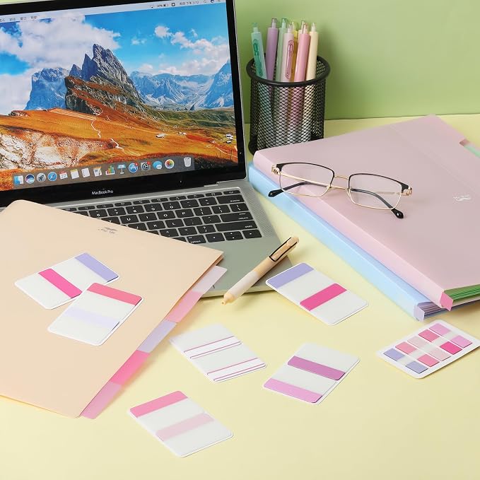 Mr. Pen- Sticky Index Tabs, 500 Pcs, 21 Sets, Blossom | Writable Colored Pages Markers Labels for Reading Notes, Books, Binders, Notebook, Folders and Classify Files