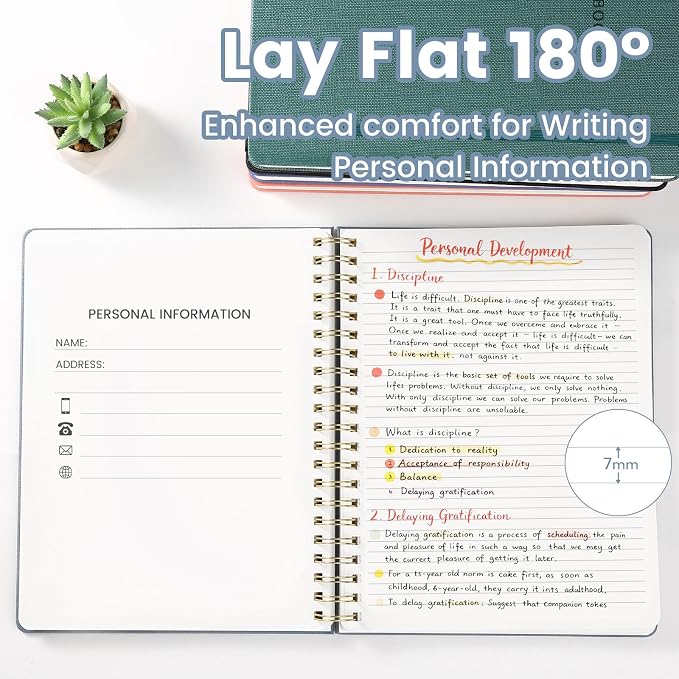 Spiral Notebook - 8.5 x 10.98 Inch Large Hard Cover Notebook with Elastic Band & Pocket, 180 Pages, Lay Flat Wirebound Journal for Work, School, Planning & Note Taking ReefBlue