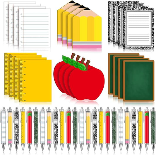 Eaasty 48 Pcs Back to School Teacher Gifts Bulk Cute Composition Notepads and Ballpoint Pens with Ribbon Inspirational Thank You Gifts for Teacher, Student, Staff, Coworker