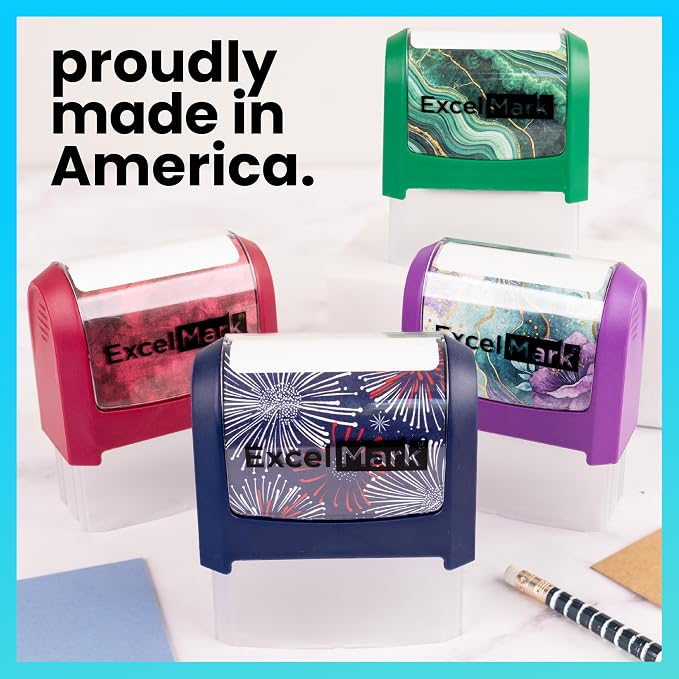 ExcelMark Custom Return Address Stamp (Green, Heritage Classic) | Custom Return Address Stamp with Elegant Designs, Vibrant Colors & Patterns – Perfect for Mail, Invitations & Gifts