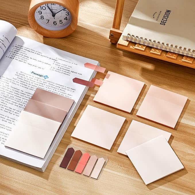 BAYTORY 500 Sheets Transparent Sticky Notes, 3 x 3 Inch Colored Memo Pads | Self-Stick Notes, Waterproof See Through, for Office & School Study Supplies