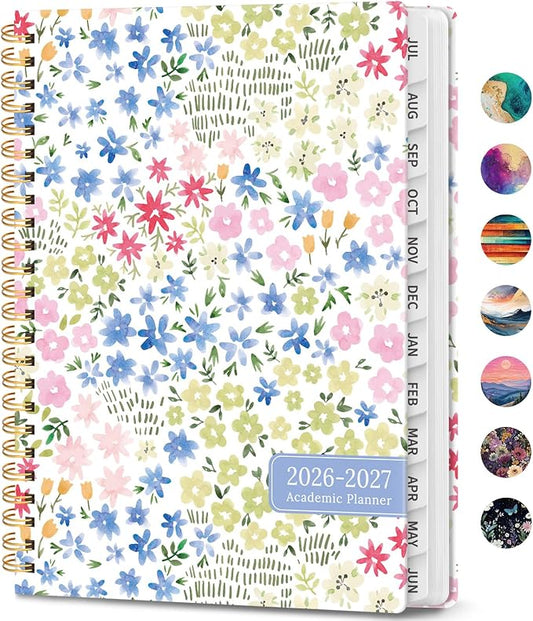 Academic Planner 2026-2027, Weekly and Monthly Calendar Book, July 2026 – June 2027, Hardcover Planner with Tabs, Perfect for Teachers, Students, Women & Men, A5 (6.4" x 8.5") - Disty