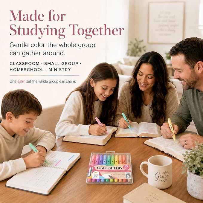 10 Pack Bible Safe Highlighters - Pastel Color, Wax Highlighters | No Bleed, Scripture Markers for Journaling, Study Accessories and School Supplies