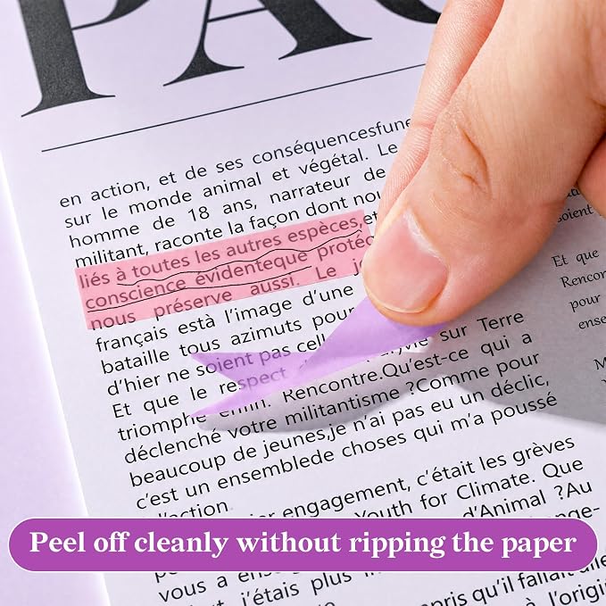 Temiary 2600 Pcs Transparent Sticky Index Tabs for Annotating, Colorful Books Tabs Clear Flags Strip Notes Tabs, Translucent Writable and Repositionable Page Markers for Bible Study Notebooks (Pastel)