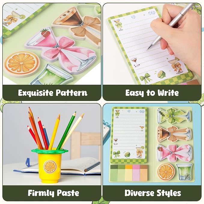 B1ykin Sticky Notes Set - 550 Sheets Memo Writing Pad Martini Design | Self-Stick Notes Pages, Teacher Appreciation Gift, School Office Supplies, I Like It Dirty Design