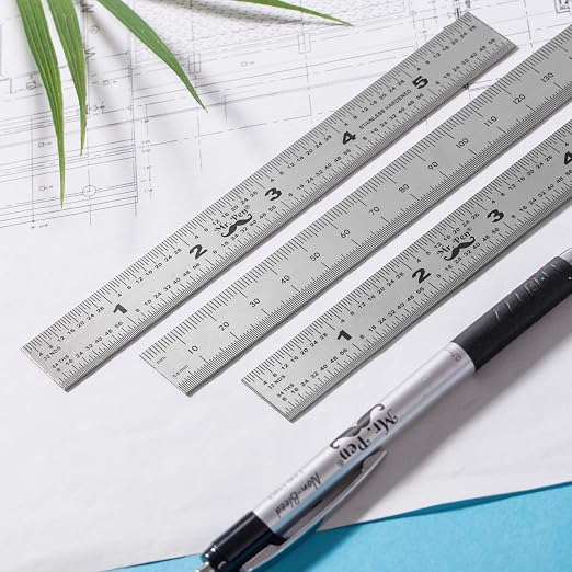 Mr. Pen- Machinist Ruler, 3 Pack, 6 Inch, Stainless Steel Metric & Imperial | Precision Measuring Tool, 1/64, 1/32 Graduation for Engineering, Carpentry, Drafting, Office, School