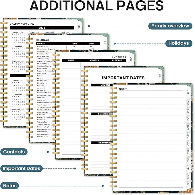 Planner 2026-2027, Academic Year Monthly and Weekly Calendar Planner, Jul 2026 - Jun 2027, Hardcover Teacher Student Planning Agenda book with Tabs, Perfect for School Office Supplies, 8.5" x 11" - Citrus Bloom