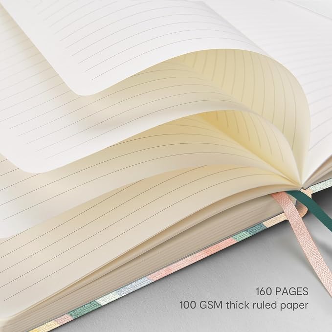 &And Per Se Lined Hardcover Notebook – A5 5.7"x8" College Ruled, 160 Pages, 100gsm Thick Paper – Aesthetic Journal for Women, Gift-Ready Planner, Everyday Writing Notebook (Colorful Stripes)