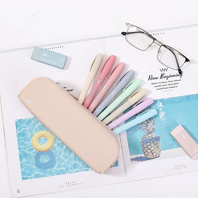 Mr. Pen- Silicone Pencil Case, Aesthetic Pencil Bag for Women, Makeup Pouch | Multifunctional Pouch for Stationery, Cosmetics and Electrical Goods Storage
