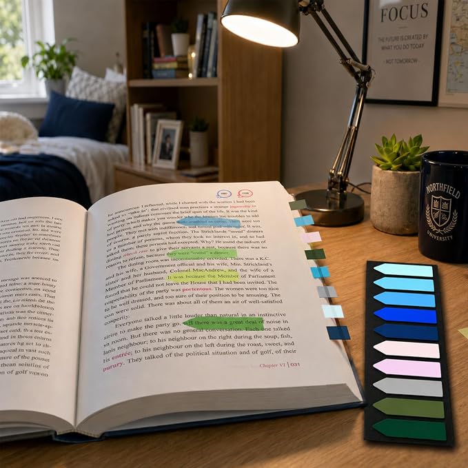 Ericter Arrow Sticky Tabs 1200 PCS Morandi Colors, Sticky Flags Page Markers, Book Annotation Tabs Writable, Translucent Sticky Notes Page Flags, Sticky Bookmarks for Books, Office Study Supplies