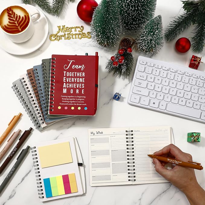 Resurhang 48 Pcs/24 Set Back to School Gifts for Students Teacher, Inspirational A6 Spiral Journal Notebook with Pen for Employee Team Teachers Students Classroom Rewards(Vivid Color,Team Together)