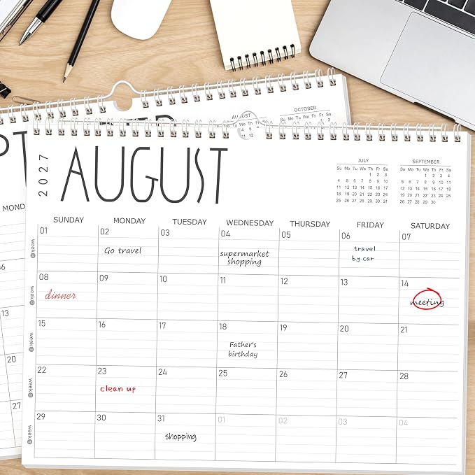 GuassLee Wall Calendar 2026-2028, 24-Month Academic Calendar Runs from June 2026 until May 2028,14" X 11" Hanging Monthly Planner with Thick Paper, Ruled Blocks for Home School Office Organizing