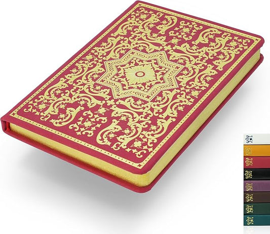 Gilded Vintage Leather Journal Hardcover Antique Diary Notebook | Ornate Decorative Pattern Cover, Premium Lined Paper, Classic Diary for Journaling, Writing, Poetry & Gifting