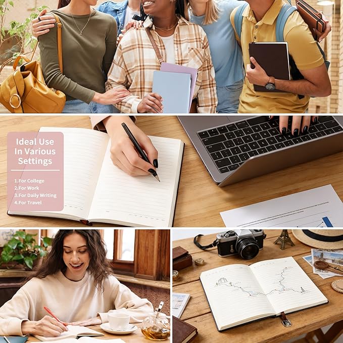 A5 Lined Journal Notebook for Women 160 Pages PU Leather Journaling for Writing