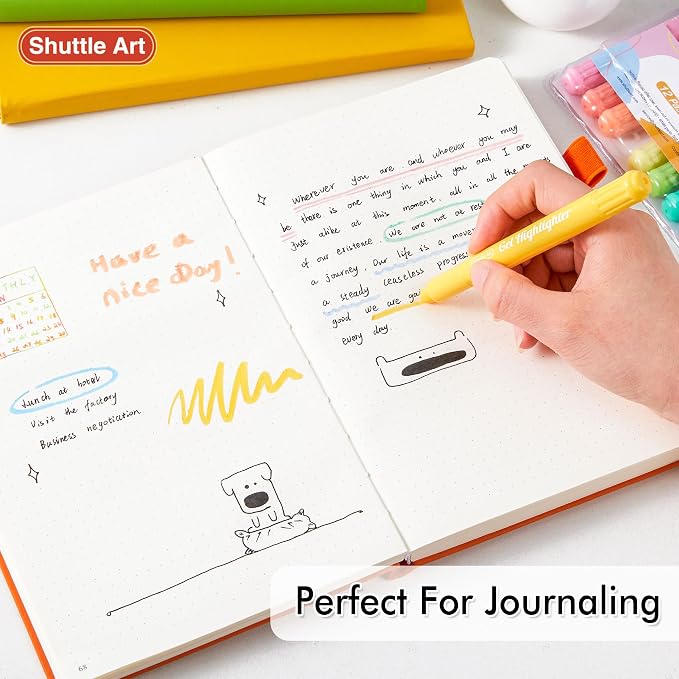 Shuttle Art Bible Highlighters and Pens No Bleed, 12 Pastel Colors Gel Highlighters No Bleed Through, Bible Journaling Supplies, Great for Journaling Highlighting and Studying