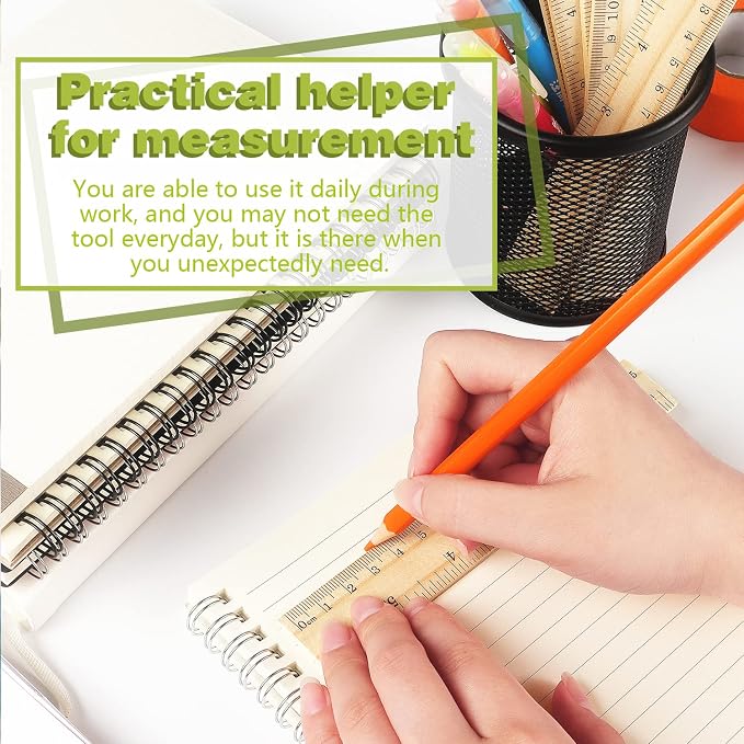 ZZTX 3 Pack Wooden Ruler 6 Inch（15 cm) | 2-in-1 scale design, Durable material, Double level design