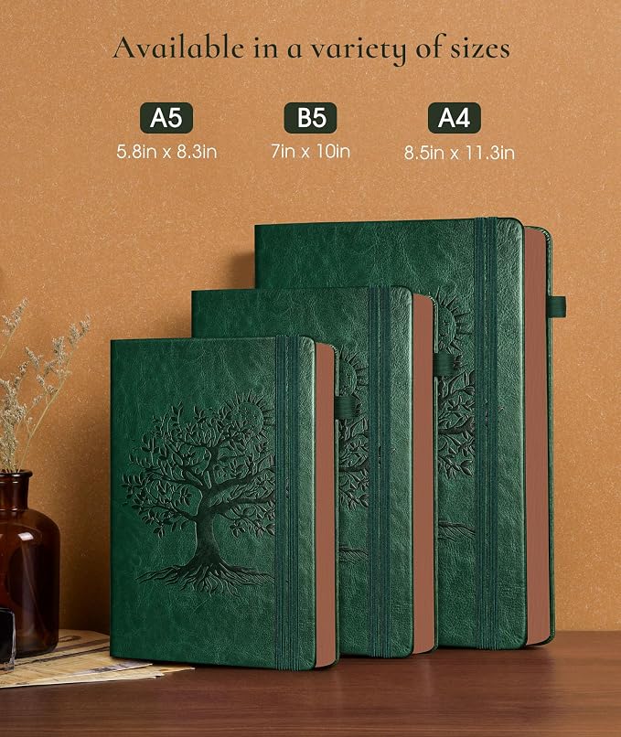 PAIBAS Vintage Leather Journal with 300 Numbered Pages,B5 Lined Journal for Men Women,Daily Journals for Writing,College Ruled Notebook for Work,School,Note taking,Travel Diary,Large (7" x 10")