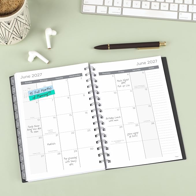 Mead Planner 2026-2027 Weekly & Monthly Academic 15-Month April-June, 5.5" x 8.5", Black (CAW42005)