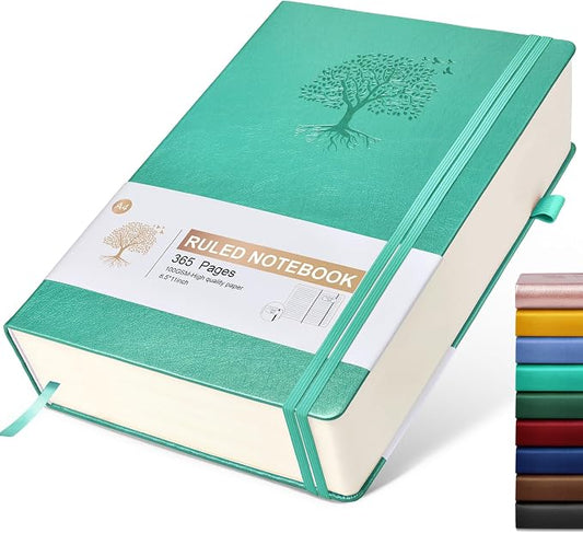 Lined Journal Notebook, 365 Pages A4 Large Journals for Writing Ruled Notebook, Hardcover Leather Journal for Women Men, Daily Notebook for Work, Note Taking, 100Gsm Thick Paper ( 8.5" x 11" Teal)