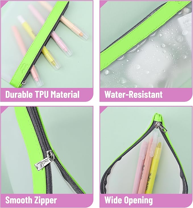 Mr. Pen- Clear Pencil Pouch, 8.50"x4.25", 3 Pack, Durable TPU Material | Medium Water-Resistant Pencil Bags with Smooth Zipper, Multipurpose Clear Pouch for Stationery, School, Office