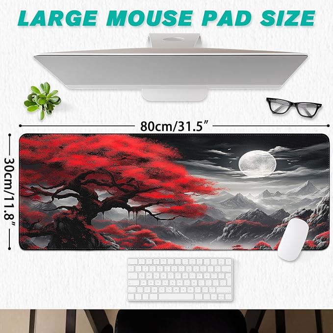 Gaming Mouse Pad - Desk Mat for Keyboard and Mouse - Anime Mousepad Desk Pad with Non-Slip Base, Japanese Large Mouse Pad for Office, Desktop Protection Decoration and Daily Use