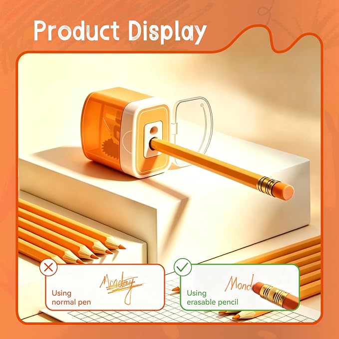 12 Pcs Orange Pencils with Eraser for Kids HB Erasable Pencils Pre-Sharpened Professional Wooden Pencils Set, Ideal for School Writing, Drawing, Sketching, Coloring and Creative Projects(Orange)