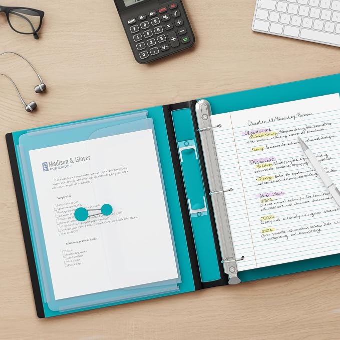 Staples 1-Inch 3-Ring Better Binder, Durable View Binder for Everyday Organization, Teal, 3-Pack