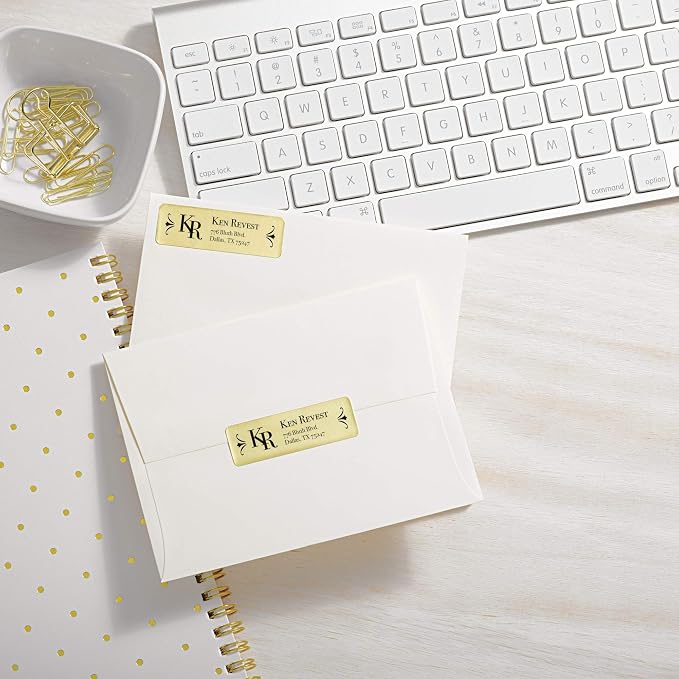 Avery Printable Return Address Labels, 0.75" x 2.25", Gold Foil, 300 Blank Mailing Labels (08987) (Pack of 5)