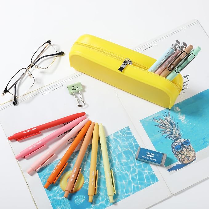 Mr. Pen- Silicone Pencil Case, Aesthetic Pencil Bag for Women, Makeup Pouch | Multifunctional Pouch for Stationery, Cosmetics and Electrical Goods Storage
