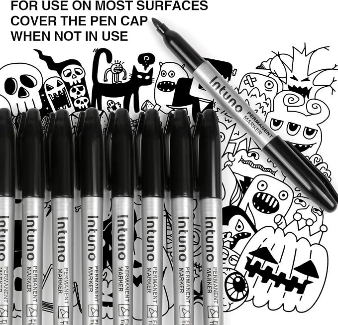 Permanent Markers, 120 Count Black, Fine tip, Oil-Based Permanent Markers, Waterproof and Fade-Resistant, for Paper, Wood, Metal, Glass and More