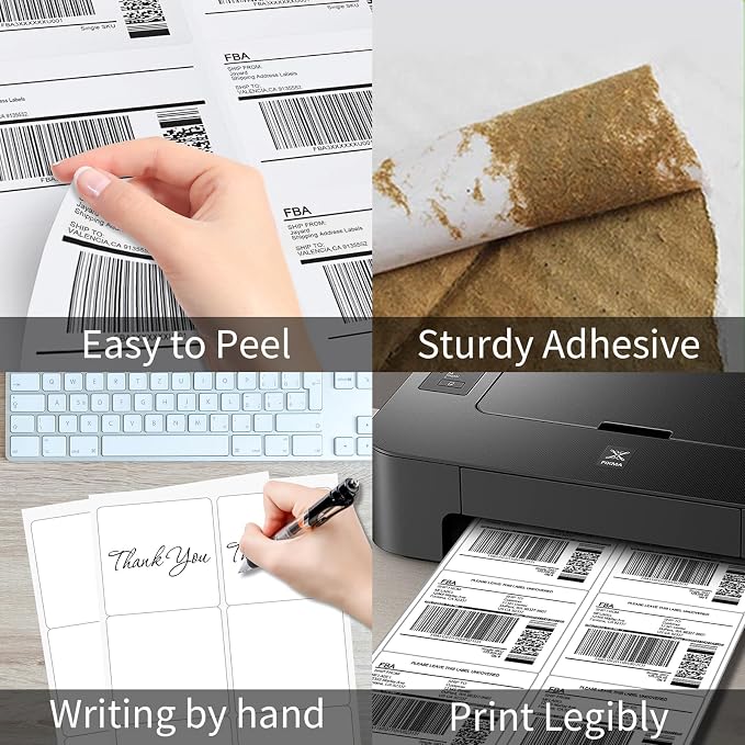 6 UP Labels, 4" x 3-1/3" Shipping Address Labels for Laser Inkjet Printer, Self Adhesive, Blank Mailing Paper (200 Sheet=1200) | Mailing Labels, Self Adhesive White Sticker Paper, Blank Mailing Paper (200 Sheet=1200 Labels)
