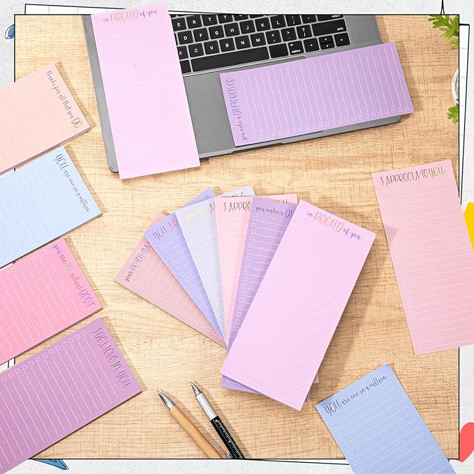 Censen 10 Pack 500 Sheets to Do List Notes Daily Checklist Notepad with 50 Sheets Undated Memo Pad Color Block Shopping List Weekly Plan Notepad Organizer Planners (Morandi,Motivation Words)