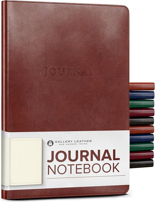 Gallery Leather Journal - Crafted in Maine, USA - Softcover, For Men and Women, For Writing, Work & Travel, 192 Lined Pages - A Safe Space for Your Thoughts - Acadia Tan, 8x5.5, Desk Lined