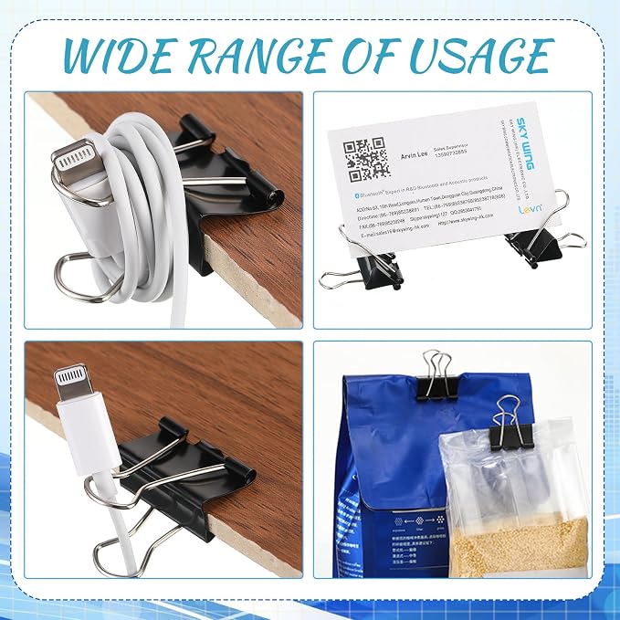Jetec 100 Pcs Extra Large Binder Clips Bulk 2 Inch Metal Jumbo Binder Clips Office Supplies Black Paper Clamps for Teachers Students Office Business Supplies