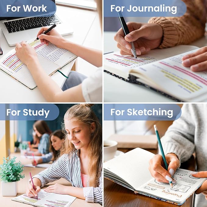 Dotted Journal Notebook for Women & Men, Hardcover Leather Journal for Writing, A5 Dotted Journaling Notebook for Work & Sketching, Perfect for Office School Home Supplies, 160 Pages, Lineage Flora