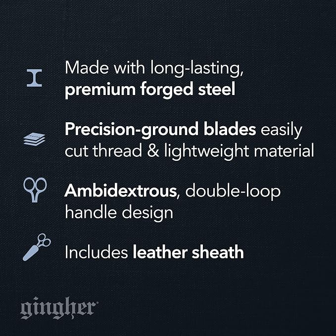 Gingher 4" Straight Embroidery Scissors to Cut Fabric & Needlework