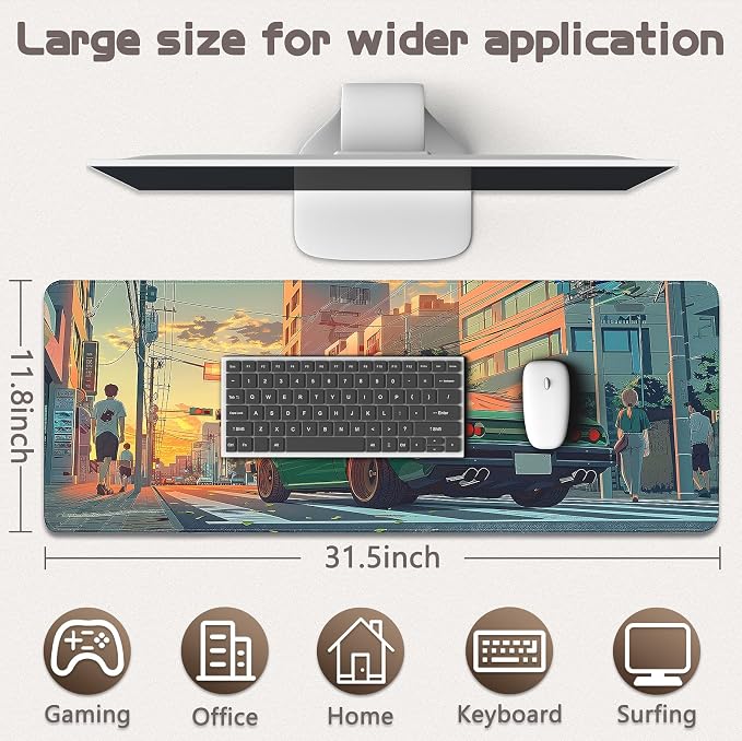 Gaming Mouse Pad - (31.5"×11.8") Sports Car Large Mouse Pads for Desk - Desk Mat for Keyboard and Mouse with Non-Slip Base, Desks Pad Matfor Game/Office & Home