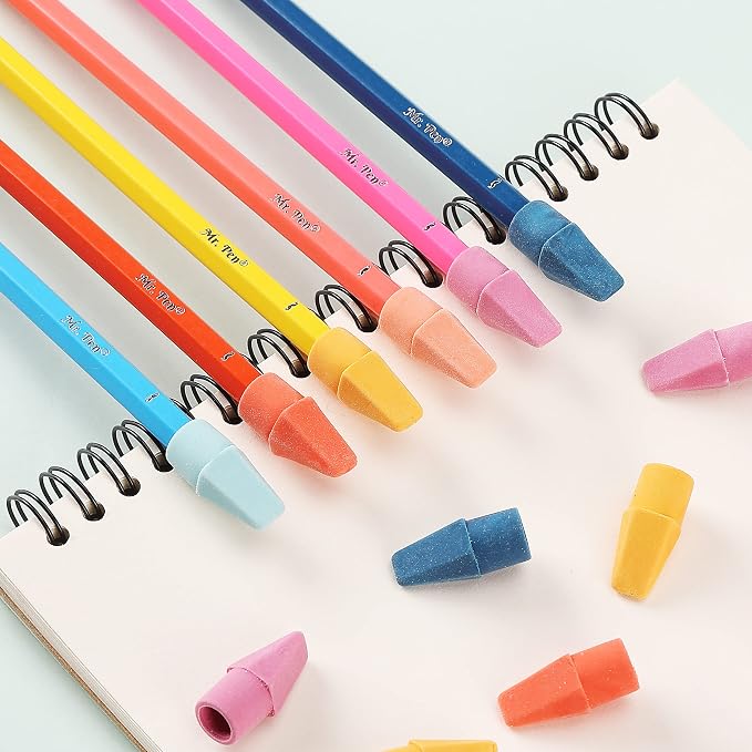 Mr. Pen- Pencil Eraser Toppers, 120 Pack, Vintage Colors, Cap Erasers | Pencil Top Erasers, Eraser Tops