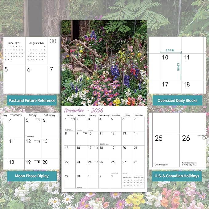 2026 Wall Calendar Garden | 12 Monthly Hangable Garden Calendars | 12" x 24" (Open) | Thick & Sturdy Paper for Organizing & Planning | Home and Office