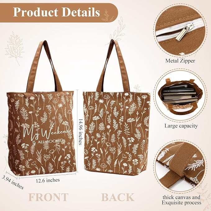 Havawish 14 Pcs Book Lovers Gift for Women 16 oz Glass Cup Tote Bag A6 Journal Notebook Pens Highlighters Sticky Notes Back to School Teacher Librarian Bookish Book Club(Brown,Aesthetic)