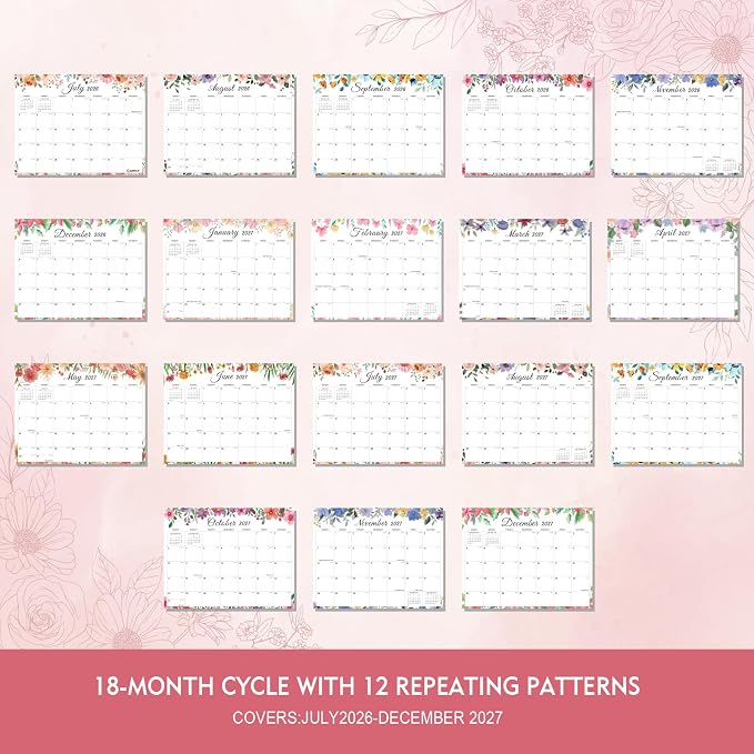Comix 2026-2027 Wall Calendar, 18 Month Planner for Home Office Classroom | 120GSM Thick Paper, Large Lined Blocks, Ink Bleed Resistant, Reinforced Hanger, for Home Office Classroom Family Planning