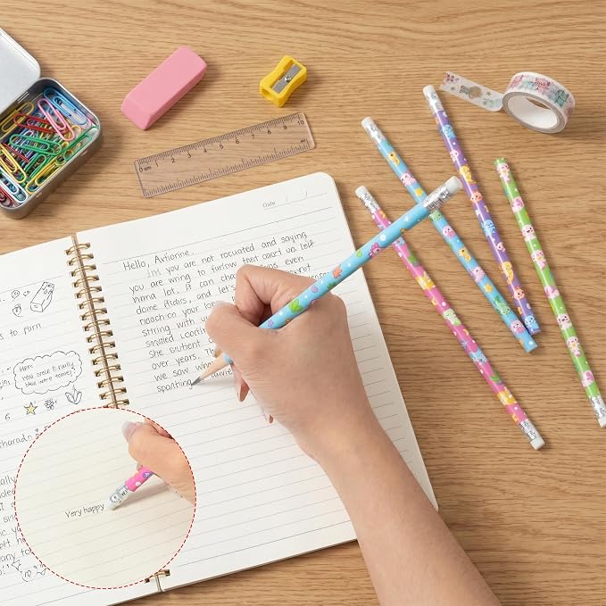 Xqumoi 60Pcs Cute Axolotl Pencils with Erasers - 4 Designs #2 HB Pencils in Bulk Axolotl Stationery for Studet Classroom Rewards Goodie Bag Fillers Stuffers, Birthday Party Favors School Supplies