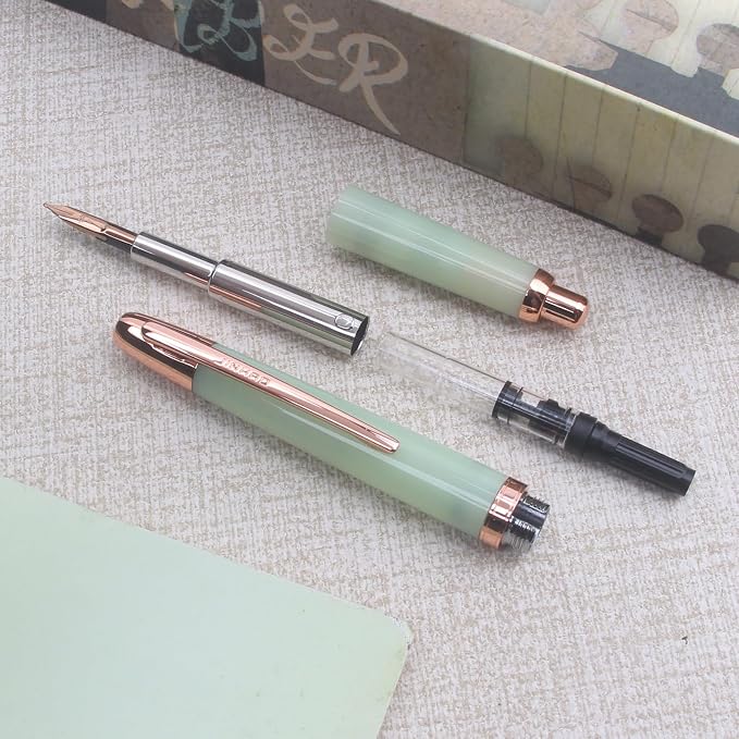 JINHAO 20 Celestial Jade Red gold clip Press Fountain Pen Elegant Luxury Ink Pen EF Nib Writing Calligraphy Pens School Supplies Stationery
