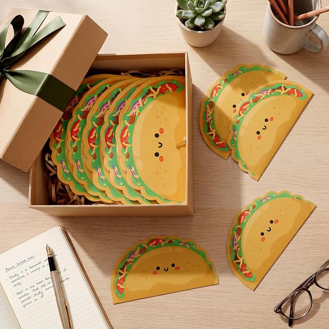 Eaasty 36 Pcs Happy Taco Shaped Notepads Bulk Positive Mini Taco Gifts Mexican Fiesta Party Favor Small Support Notebooks Gift for Employee Appreciation Coworker Nurse Teacher