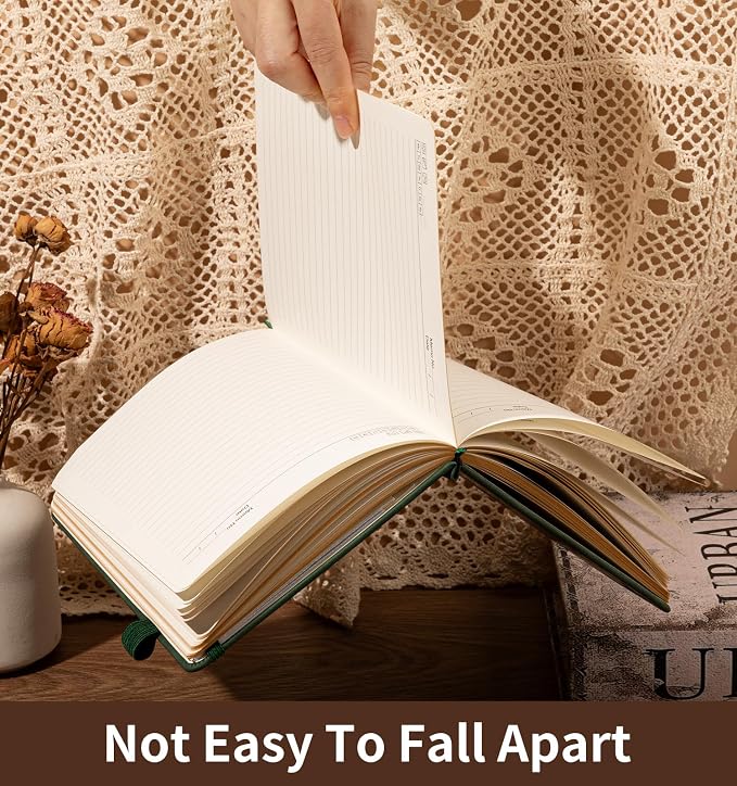 Lined Journal Notebook for Women Men, A5 Hardcover Leather Journals for Writing, 200 Pages Thick Paper, Daily Journal Notebook for Work, School, Note Taking, Business, Travel, College Ruled