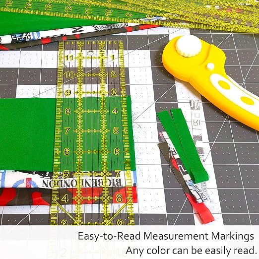 Sewing Ruler,5 Piece Quilting Rulers,3 x17 Inch,1.5 x17 Inch,3 x12 Inch,1.5 x10 Inch,1 x6 Inch,Acrylic Ruler,Cutting Ruler with Non-Slip Rings (Yellow)