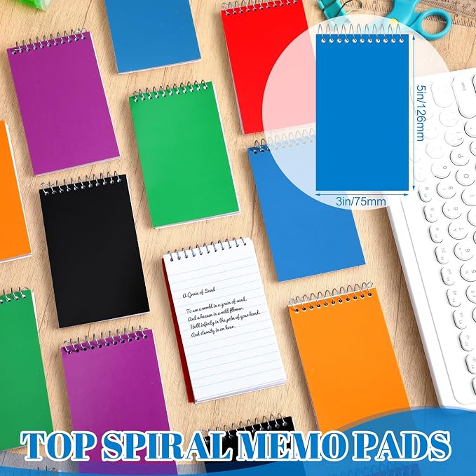 Leelosp 36 Pcs Small Spiral Notebooks 3 x 5 Inch, Pocket Memo Notepads with 75 Sheets Each, Mini Top Spiral Pads for Back to School Supplies Notes, Office Team, Nurses, Care Packages (Fresh Color)