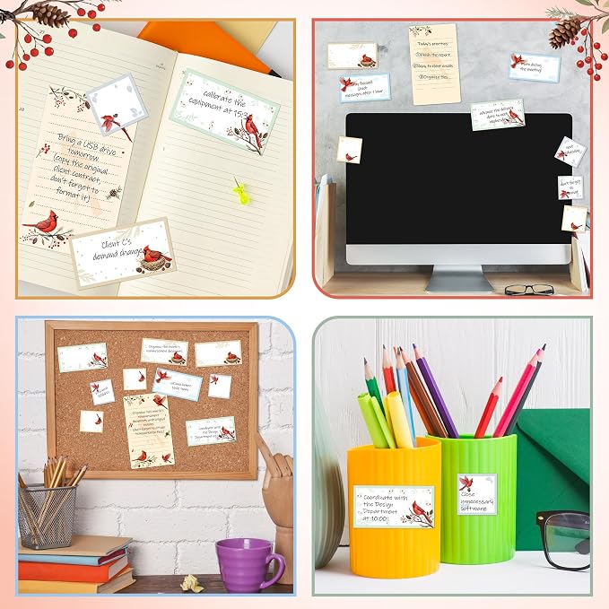 B1ykin Sticky Notes Set - 550 Sheets Memo Writing Pad Cardinal Design | Self-Stick Notes Pages, Teacher Appreciation Gift, School Office Supplies, I Just Really Like Cardinal Design