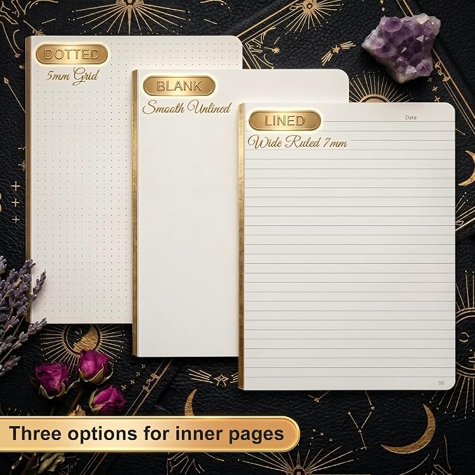 Lined Journal Notebook for Women Men, 192 Pages, A5 (5.7'' x 8.3'') | Hardcover Leather Notebook with 100GSM Thick Paper for Writing, Travel, Business, Office, Prayer (Black)