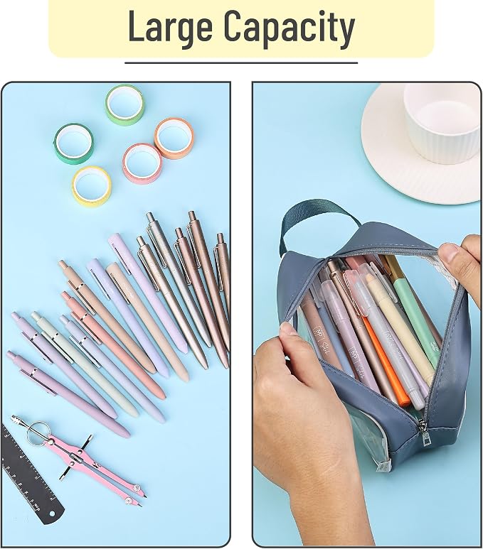 Mr. Pen- Clear Pencil Pouch, Large Capacity Makeup Pouch | Clear Pen Pencil Case, Cosmetics Bag, Multi-Purpose for Travel, School, Teen Girls, Transparent Stationary Bag